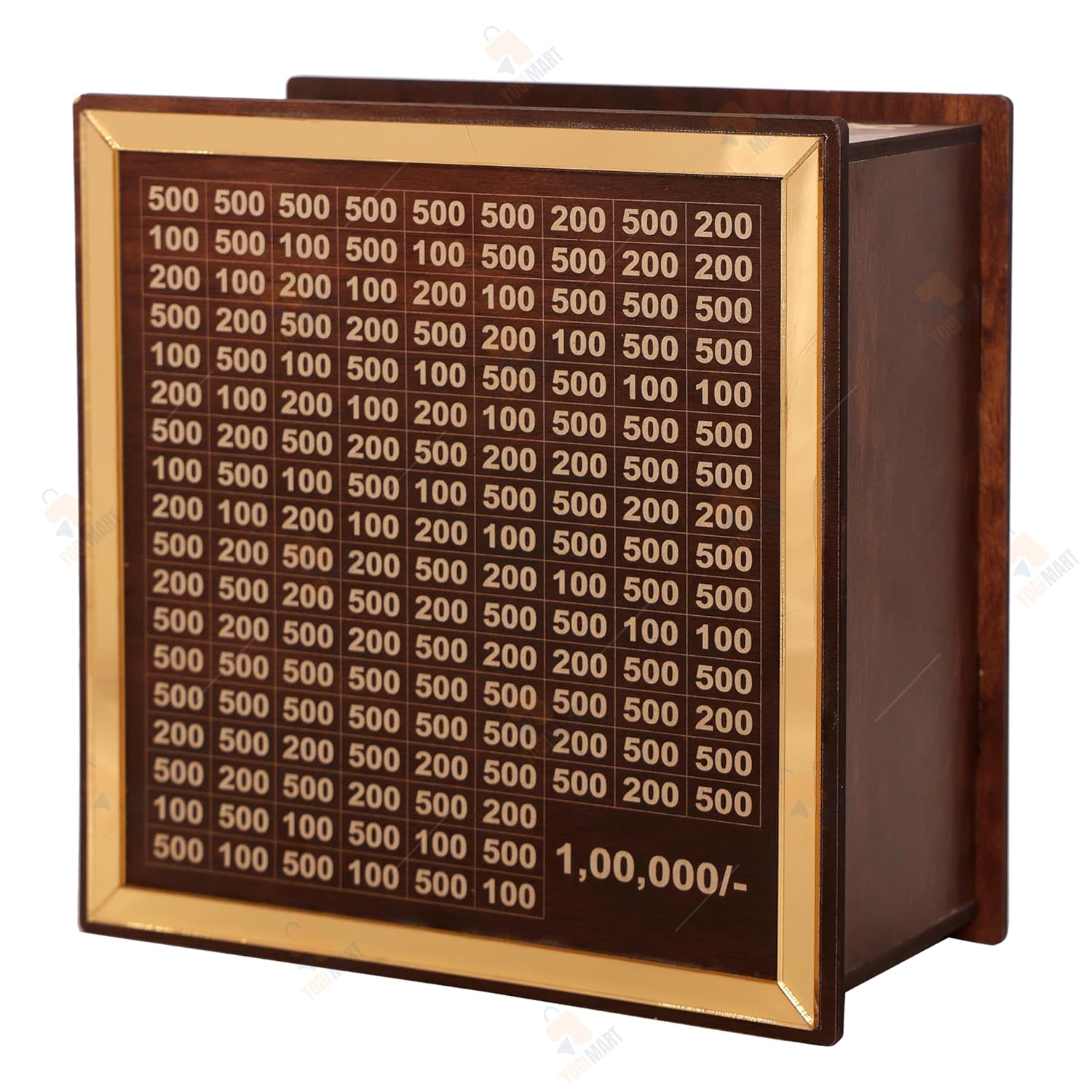 Wooden board with printed numbers on a white background