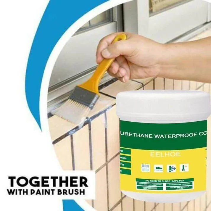 Urethane waterproof coating with paint brush and application on a surface
